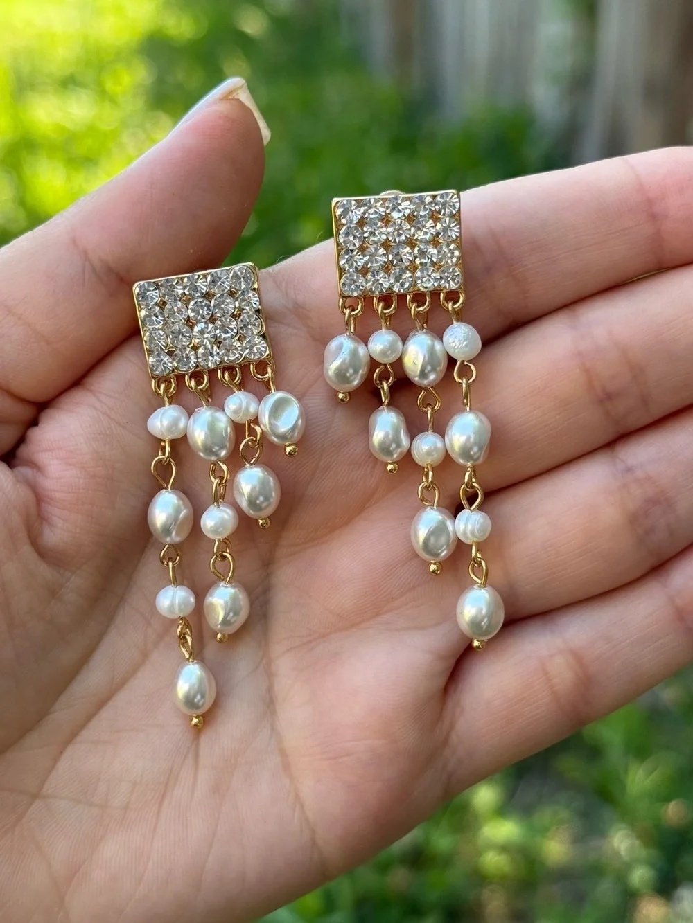 Pearl Cascade Dangle Earrings - Gold - Picture 4 of 4